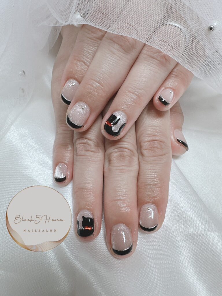 Nail No.2433【黒猫フレンチ☆】