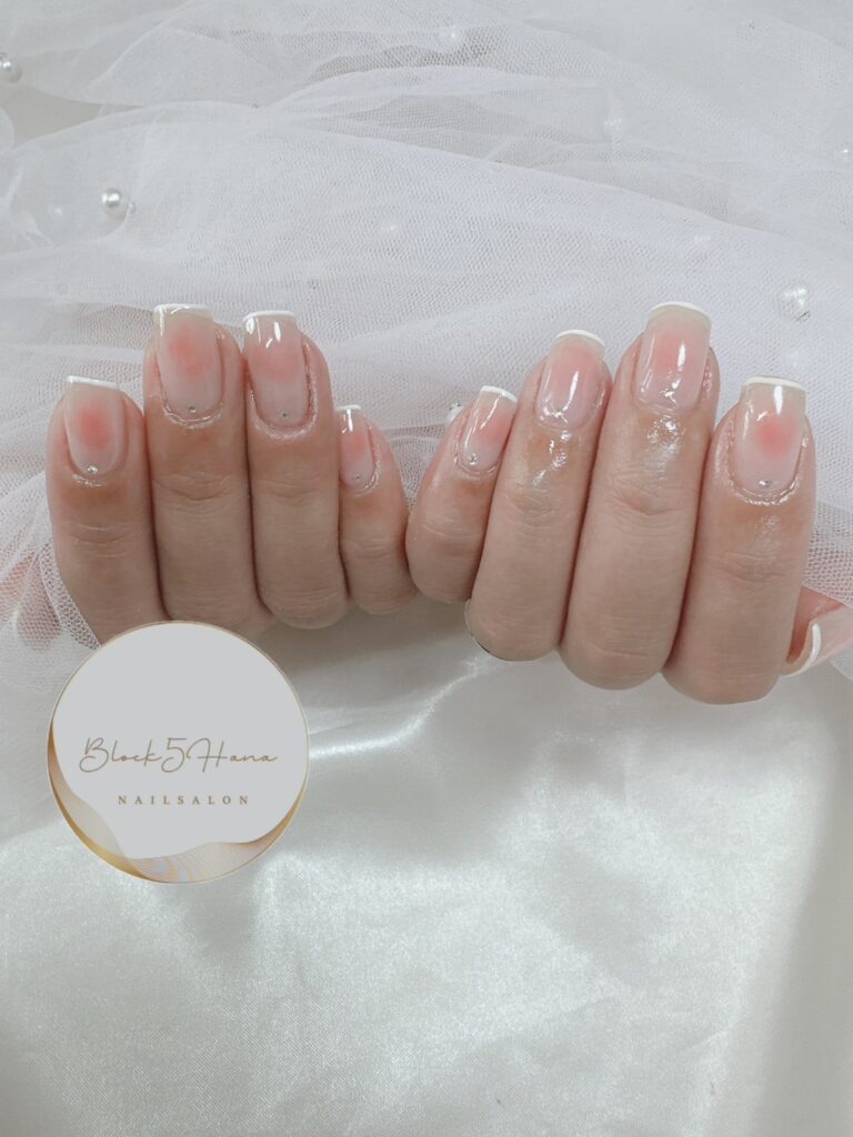 Nail No.2473【チーク×フレンチのナチュラルデザインネイル】