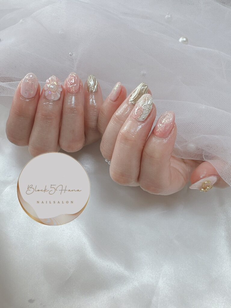 Nail No.2502【ミラーラインの和柄が目を惹く和ネイル】