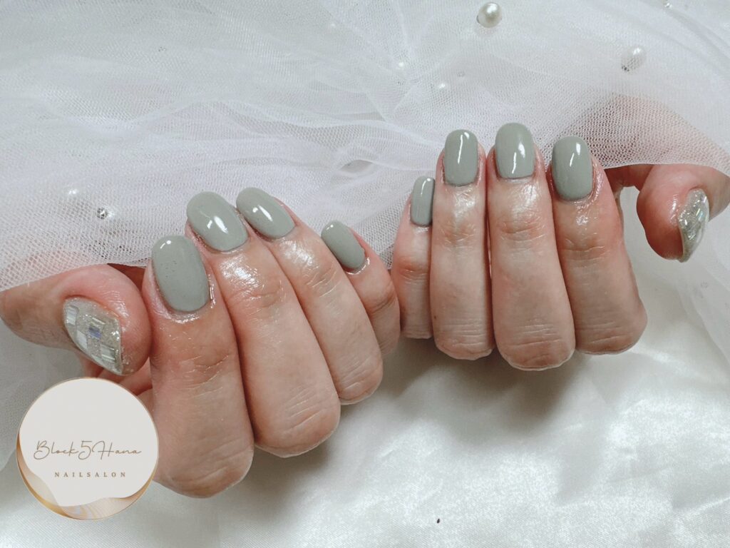 Nail No.2568【くすみブルーのシンプルネイル】