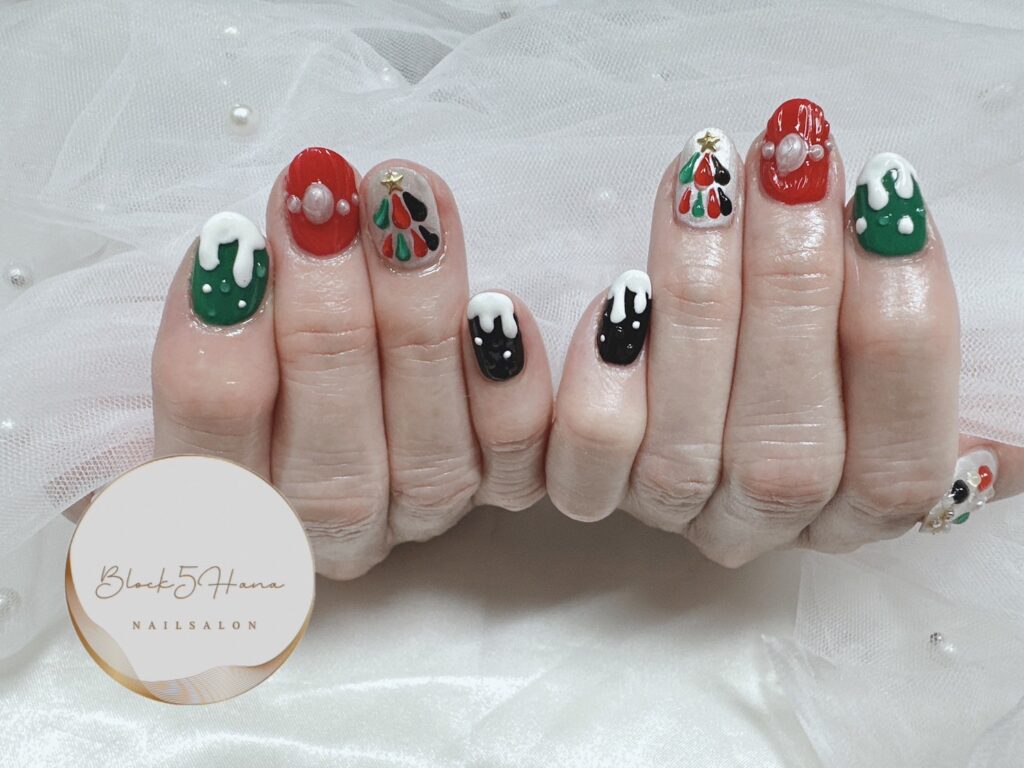 Nail No.2569【クリスマスのデザインネイル】