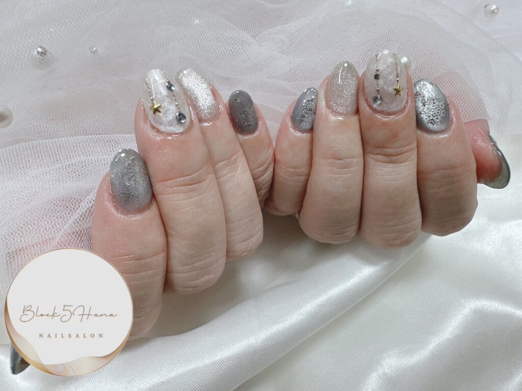 Nail No.2578【大人カワイイ雪の結晶ネイル】