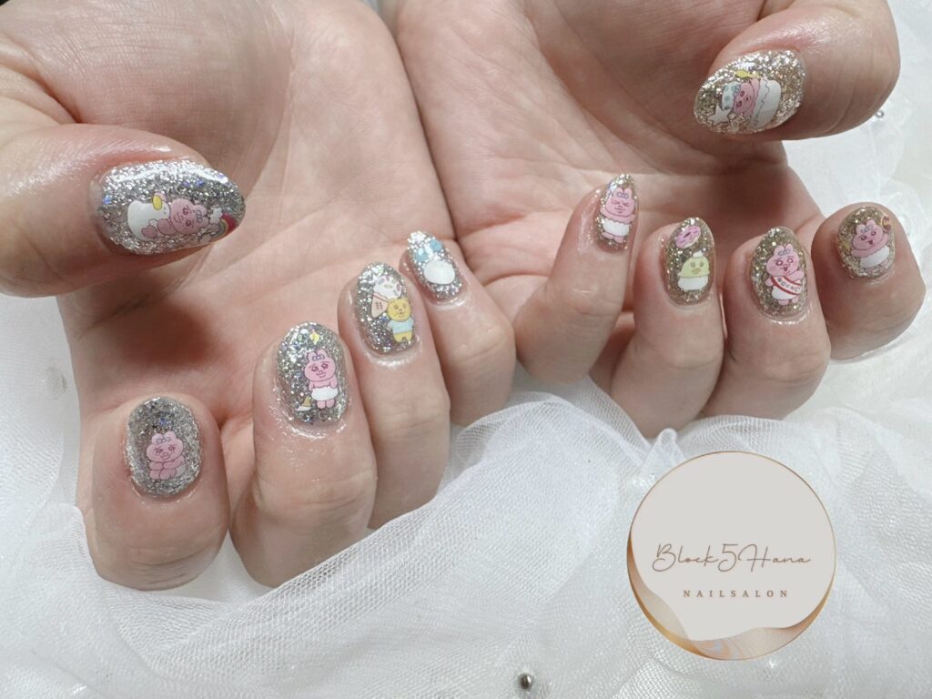 Nail No.2599【おぱんちゅうさぎのラメネイル】