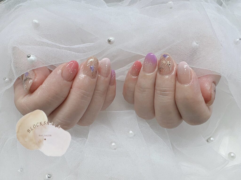 Nail No.2871【パープル・ピンク・オレンジが印象的なカラグラ】