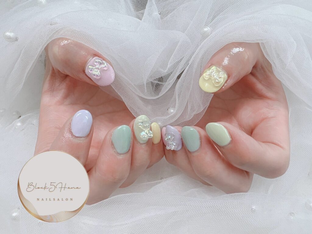Nail No.2877【春カラーのパステルネイル】