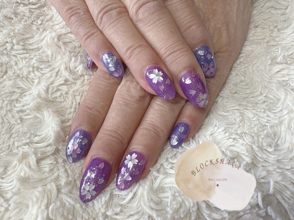 Nail No.2891【夜桜デザインネイル】