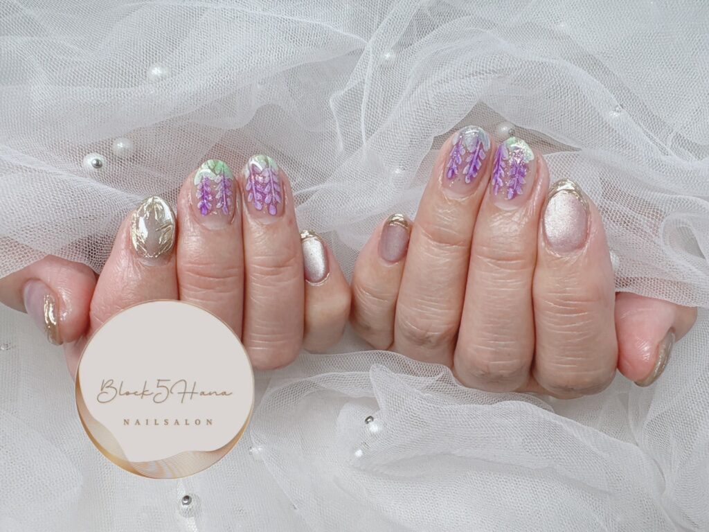 Nail No.2907【藤の花ネイル】