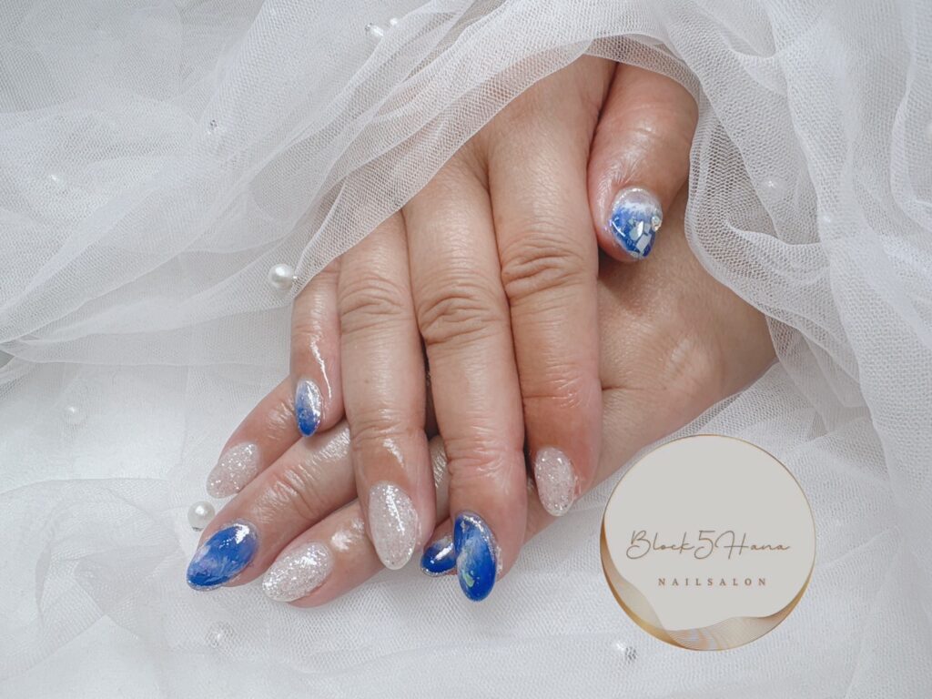 Nail No.2940【青空みたいなマーブル模様】