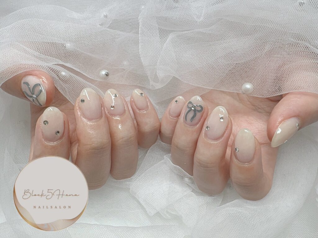Nail No.2964【くすみカラーのリボンネイル】 Nail No.2964【くすみカラーのリボンネイル】
