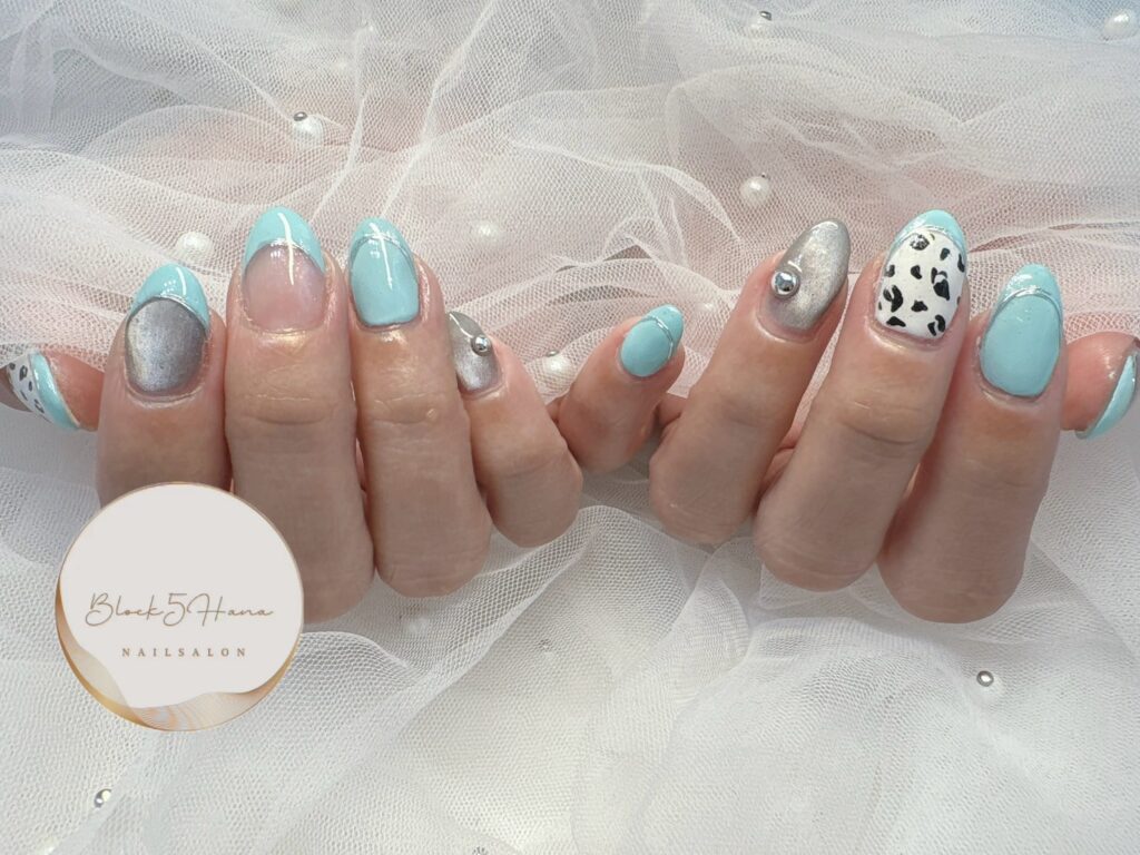 Nail No.2995【シアンブルーのフレンチネイル】 Nail No.2995【シアンブルーのフレンチネイル】