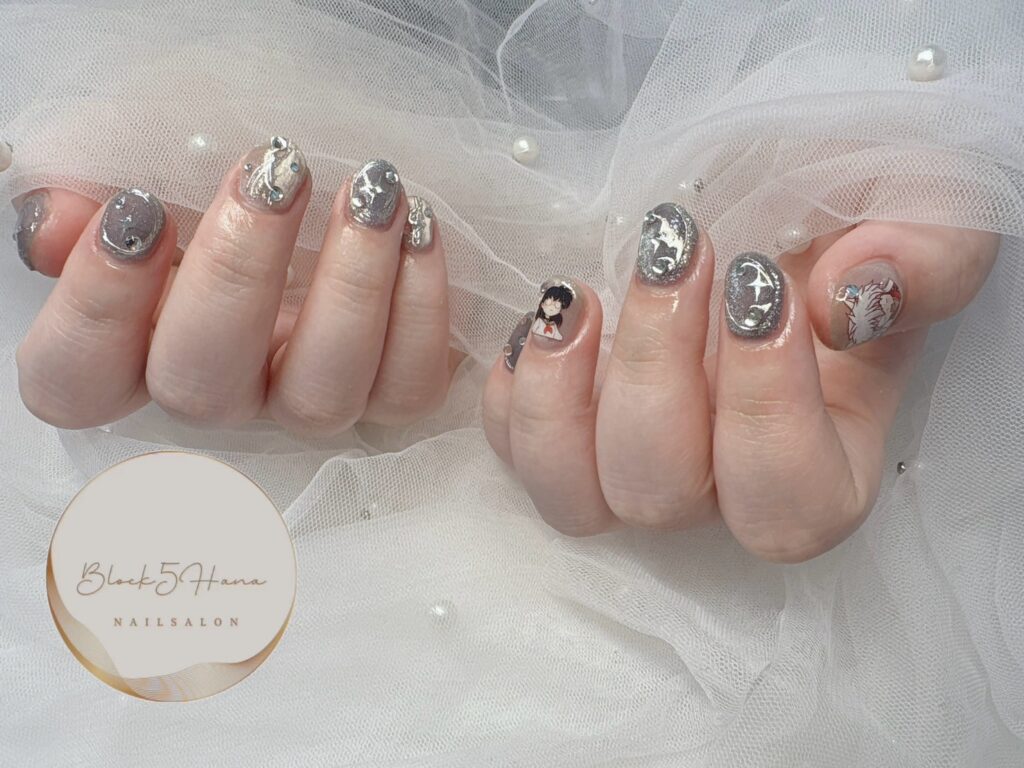 Nail No.3005【キャライラストの入ったマグネットネイル】 Nail No.3005【キャライラストの入ったマグネットネイル】