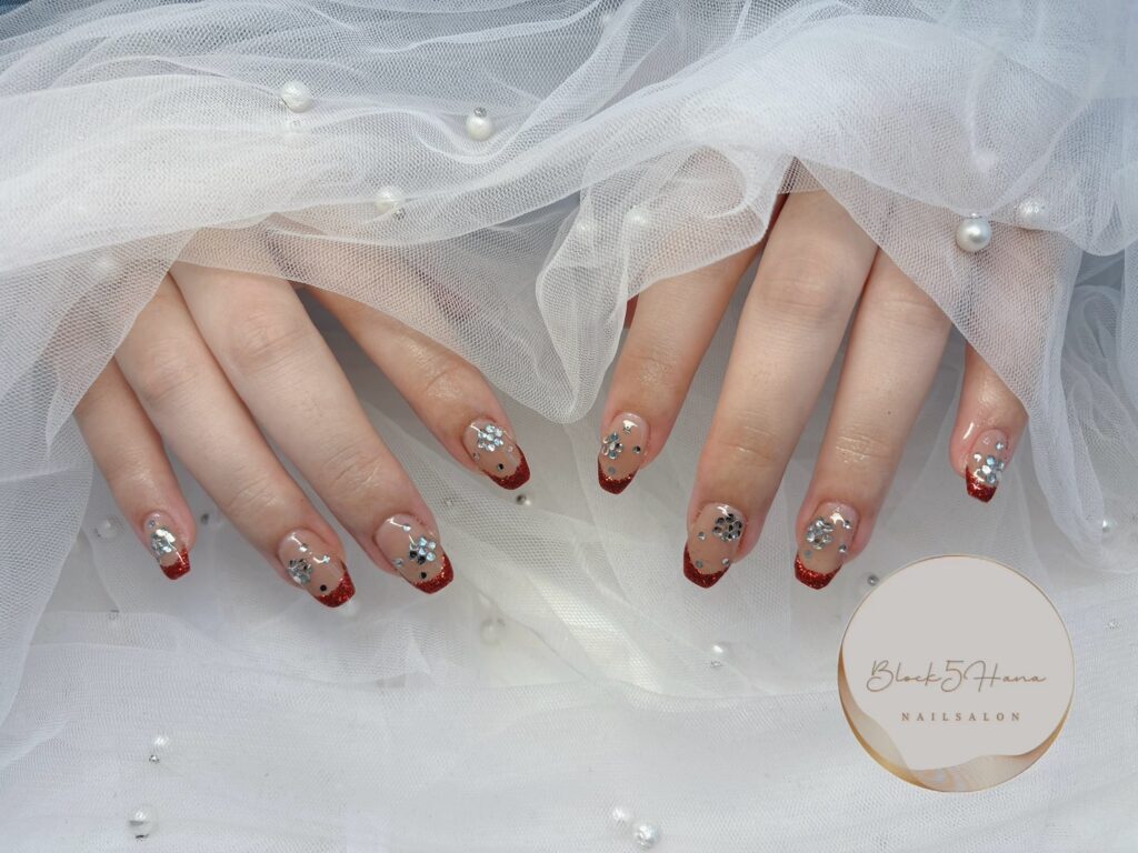 Nail No.3023【ラインストーン×フレンチネイル】 Nail No.3023【ラインストーン×フレンチネイル】
