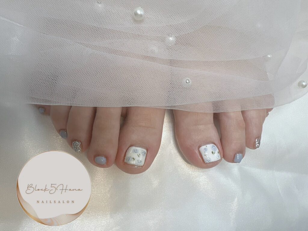 Nail No.3073【陶器のような薔薇ネイル】