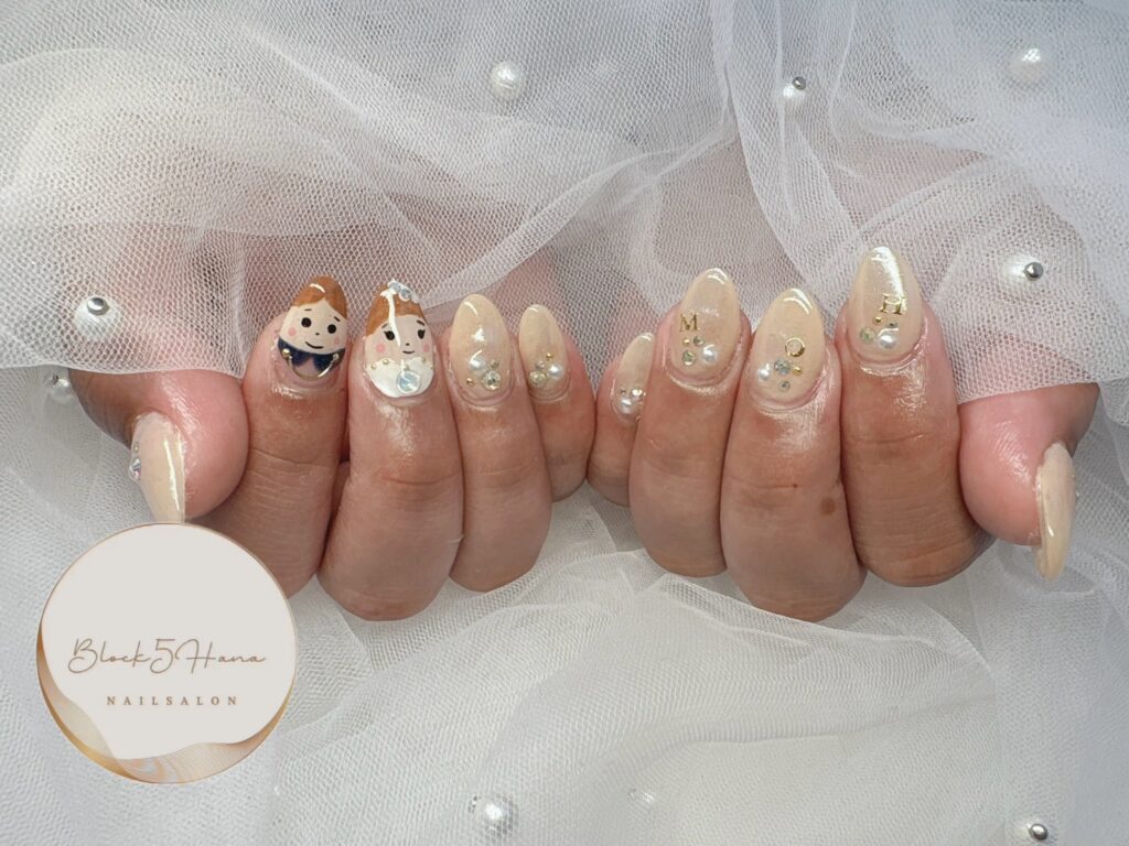 Nail No.3086【イラスト入りウエディングネイル】