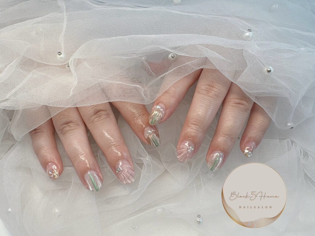 Nail No.3094【夏のクリアマーメイドネイル】