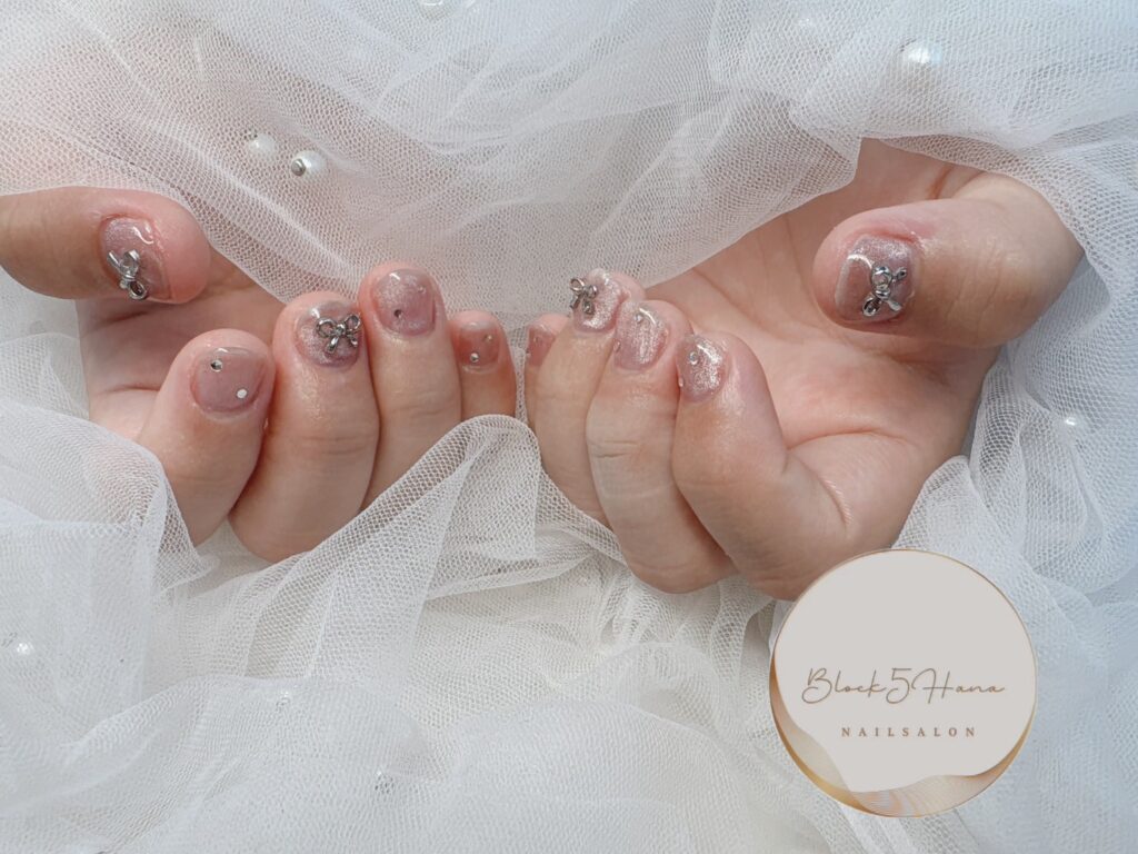 Nail No.3149【なじみピンクのマグネットネイル】