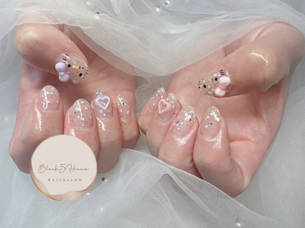 Nail No.3161【透明3Dのキティネイル】