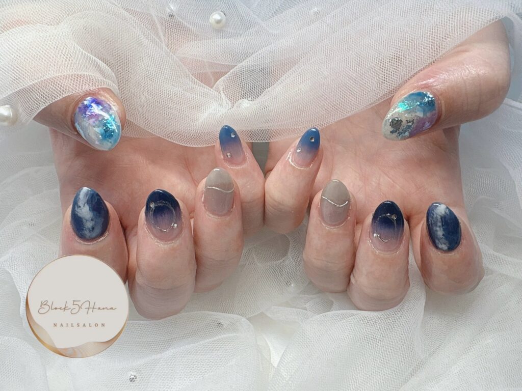 Nail No.3166【夜空のようなカラーグラデーション】