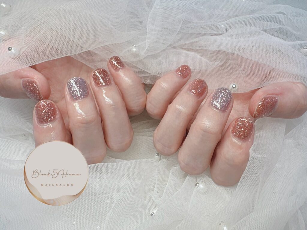 Nail No.3208【2色ラメのシンプルネイル】