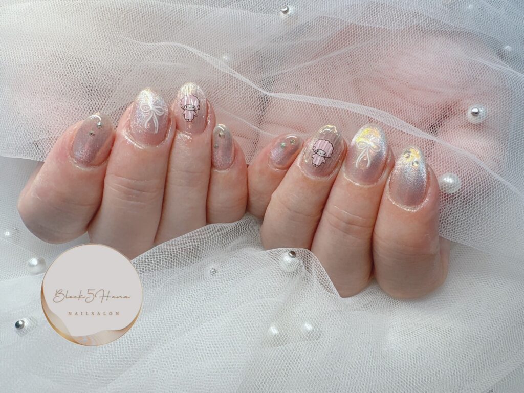 Nail No.3222【血色感ピンクのマグネットネイル】