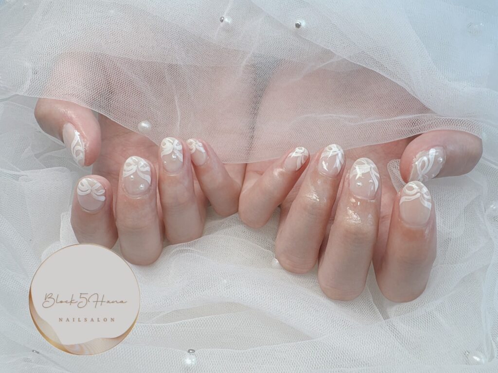 Nail No.3228【スキニー×ホワイトリボン】