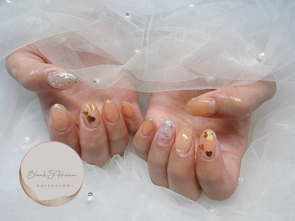 Nail No.3234【ほんのりオレンジのマグネットネイル】