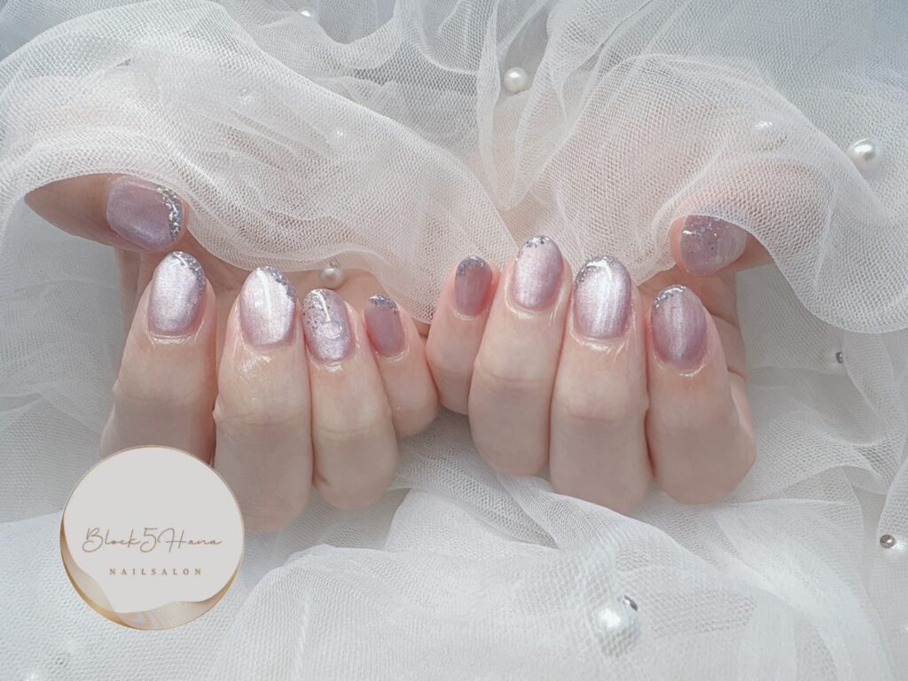 Nail No.3244【つややかピンクのマグネットネイル】