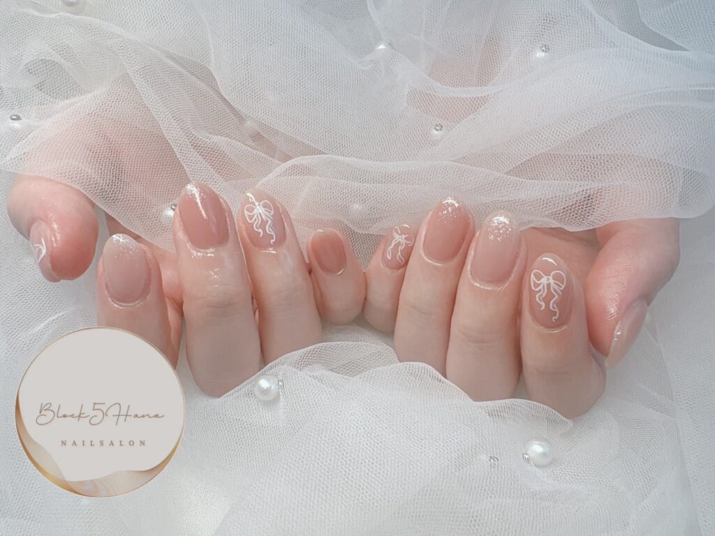 Nail No.3261【なじみピンク×リボン】