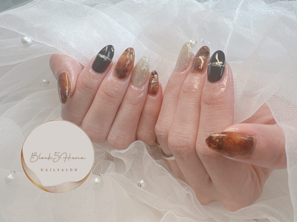 Nail No.3316【大人カラーべっ甲ネイル】