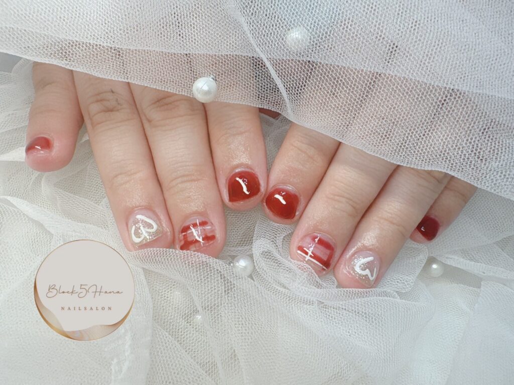 Nail No.3330【ハートとチェック柄】