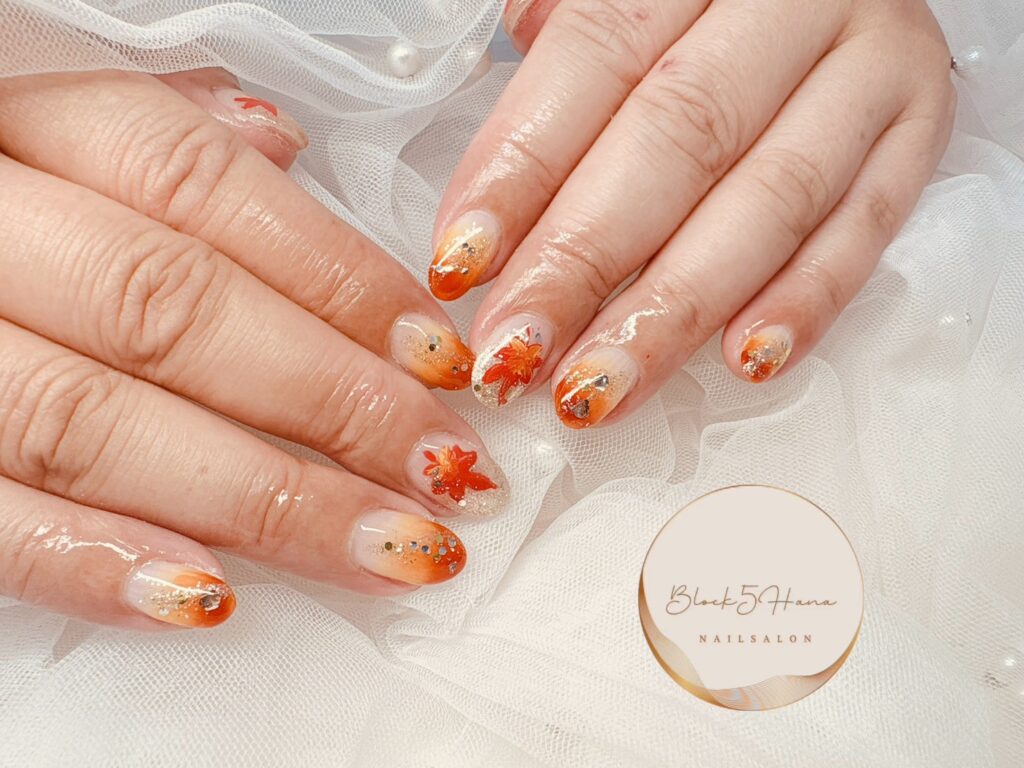 Nail No.3340【秋を楽しむもみじネイル】