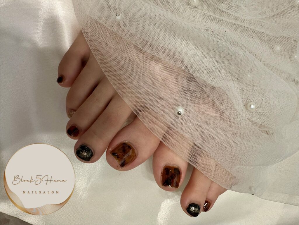 Nail No.3345【透け感べっ甲フット】