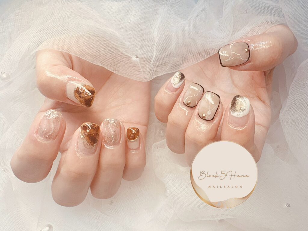 Nail No.3354【控えめなキラキラべっ甲ネイル】