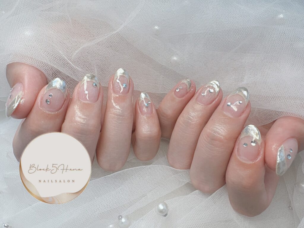 Nail No.3363【クリア×ミラーフレンチ】