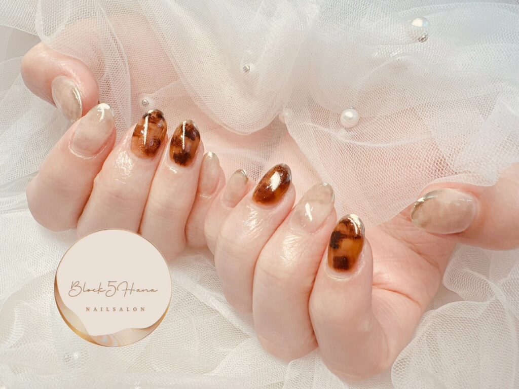 Nail No.3370【べっ甲とミラー】