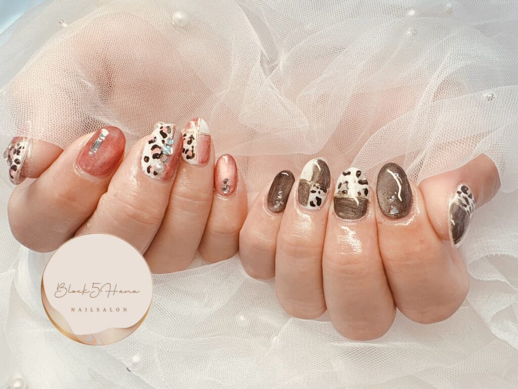 Nail No.3381【ツーカラーレオパードネイル】