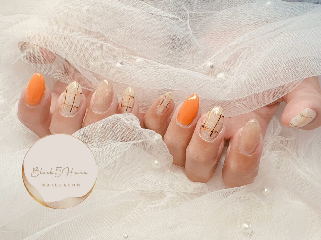 Nail No.3386【秋の華奢見えニュアンスチェック】