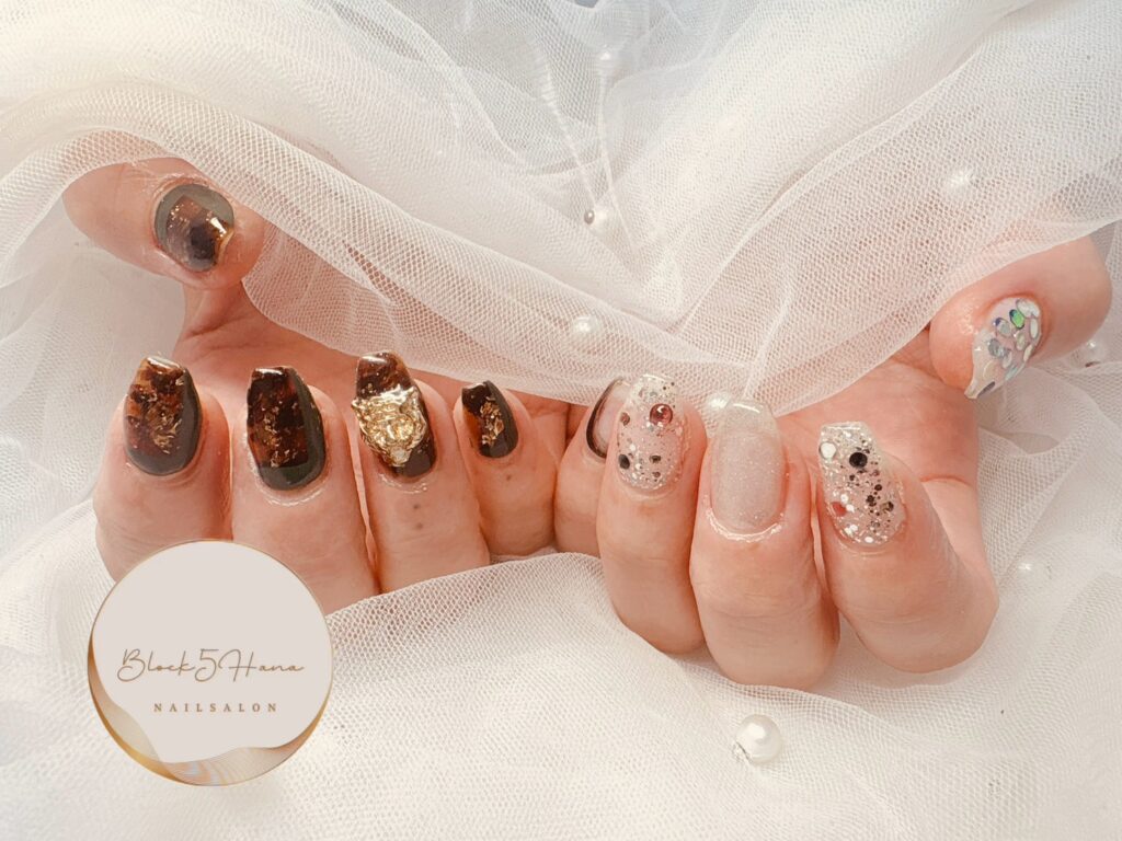 Nail No.3388【べっ甲デザインネイル】