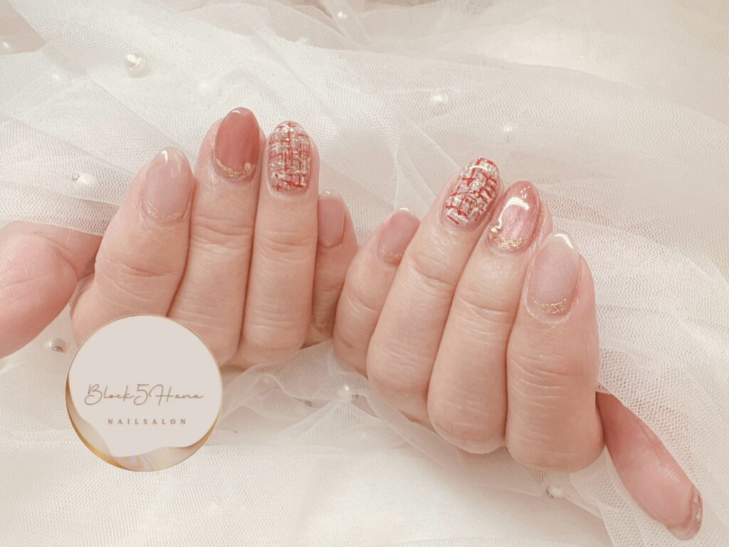 Nail No.3398【暖色ツイードネイル】