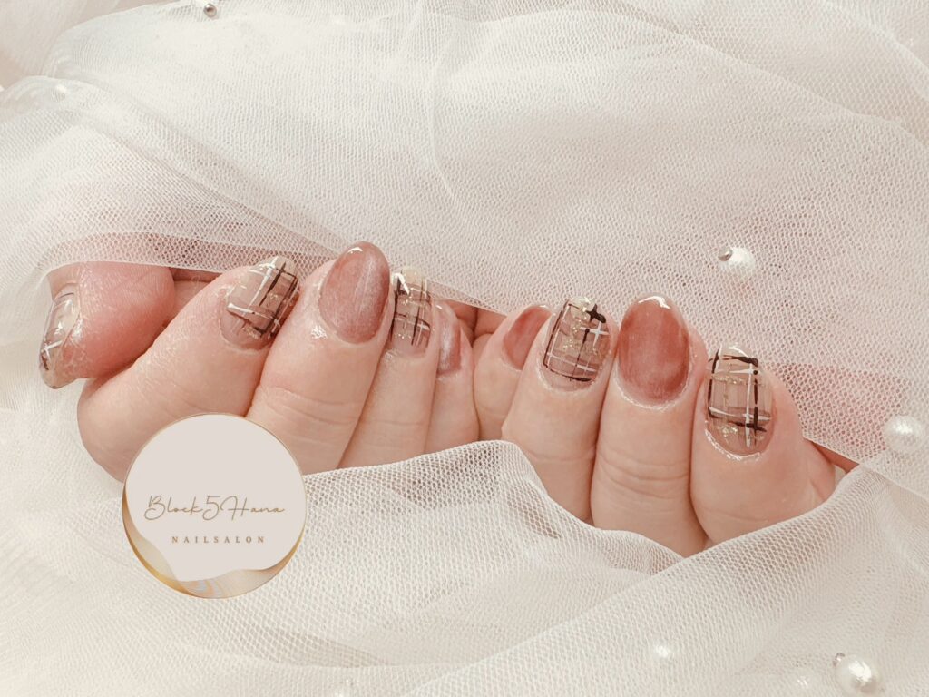 Nail No.3400【暖色×チェック】