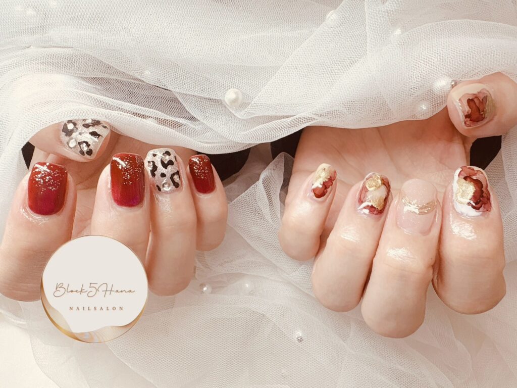 Nail No.3425【ブラウンニュアンス×レオパードネイル】