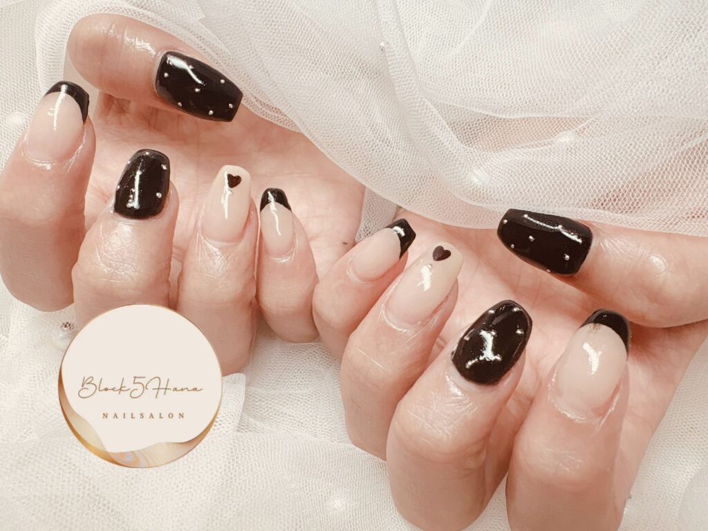 Nail No.3430【黒×クリア フレンチネイル】