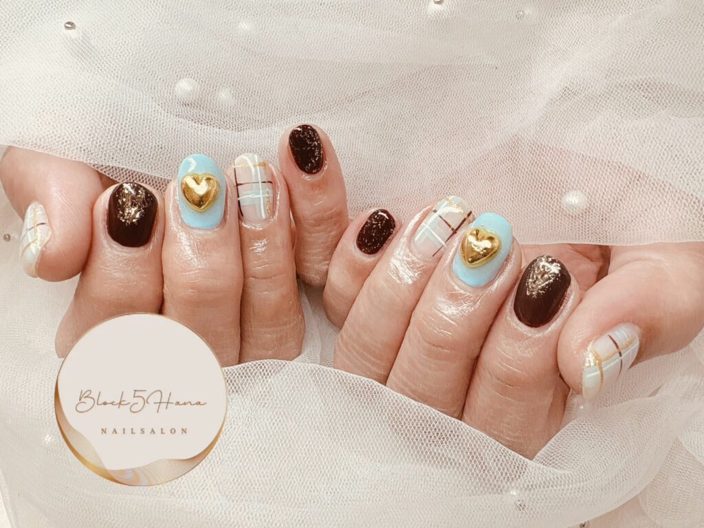 Nail No.3433【ショコラチックなチェック柄】