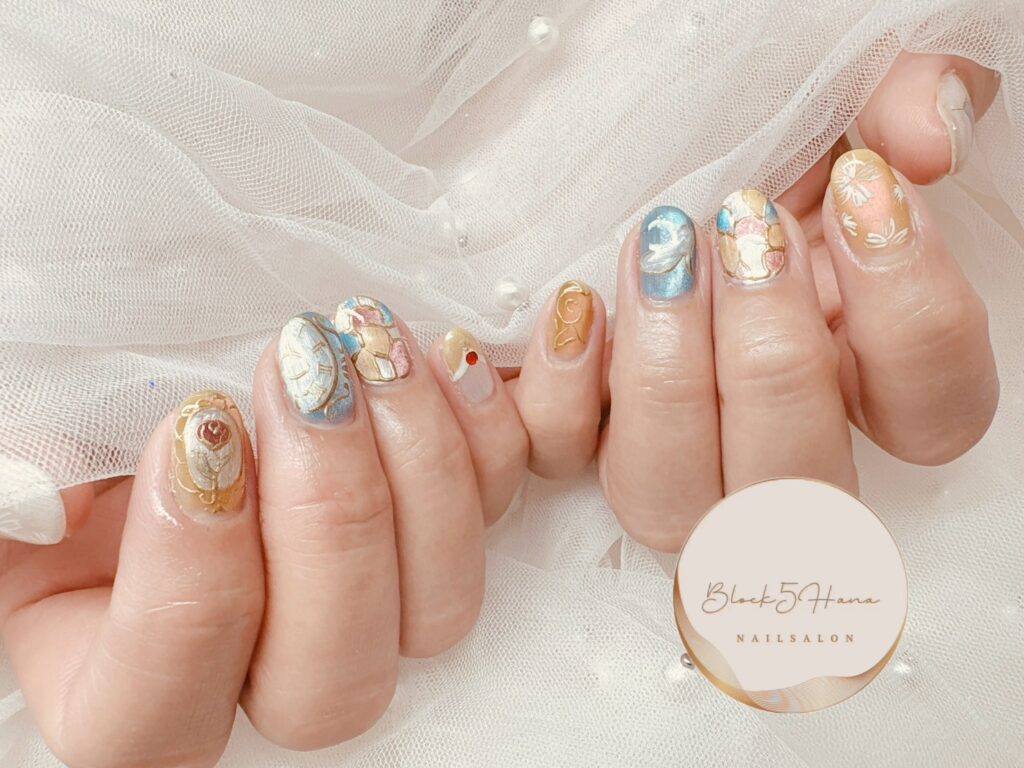 Nail No.3480【陶磁器のようなマグネットデザイン】