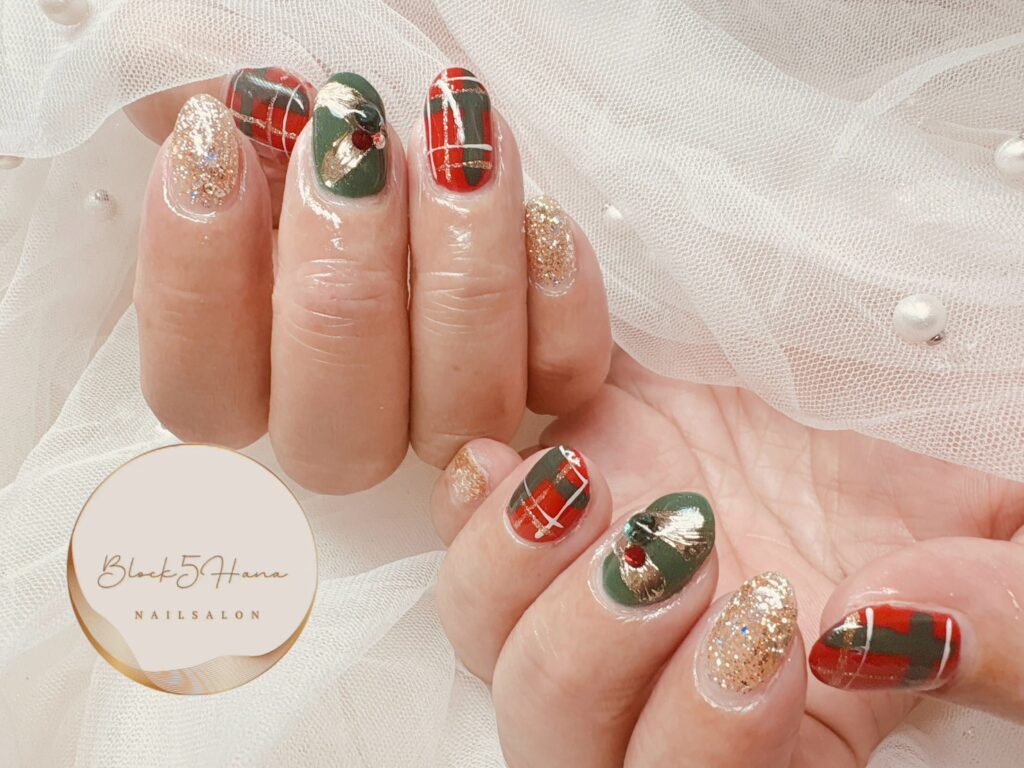 Nail No.3482【クリスマスカラーチェック】