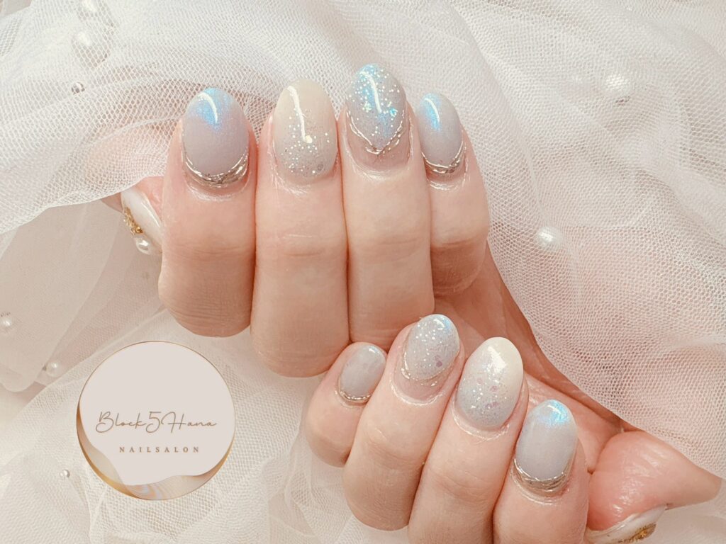 Nail No.3515【ブルー×ホワイトのマグネット】