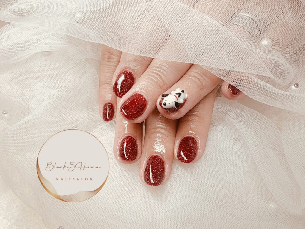Nail No.3518【3Dパーツがインパクト抜群のスヌーピーネイル】