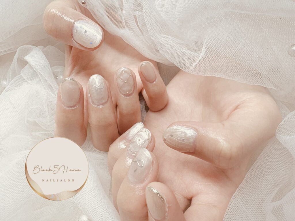 Nail No.3529【ホワイト×パールカラー】