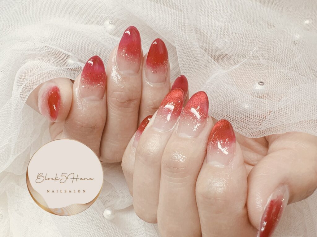 Nail No.3543【透明感のある赤白グラデ】