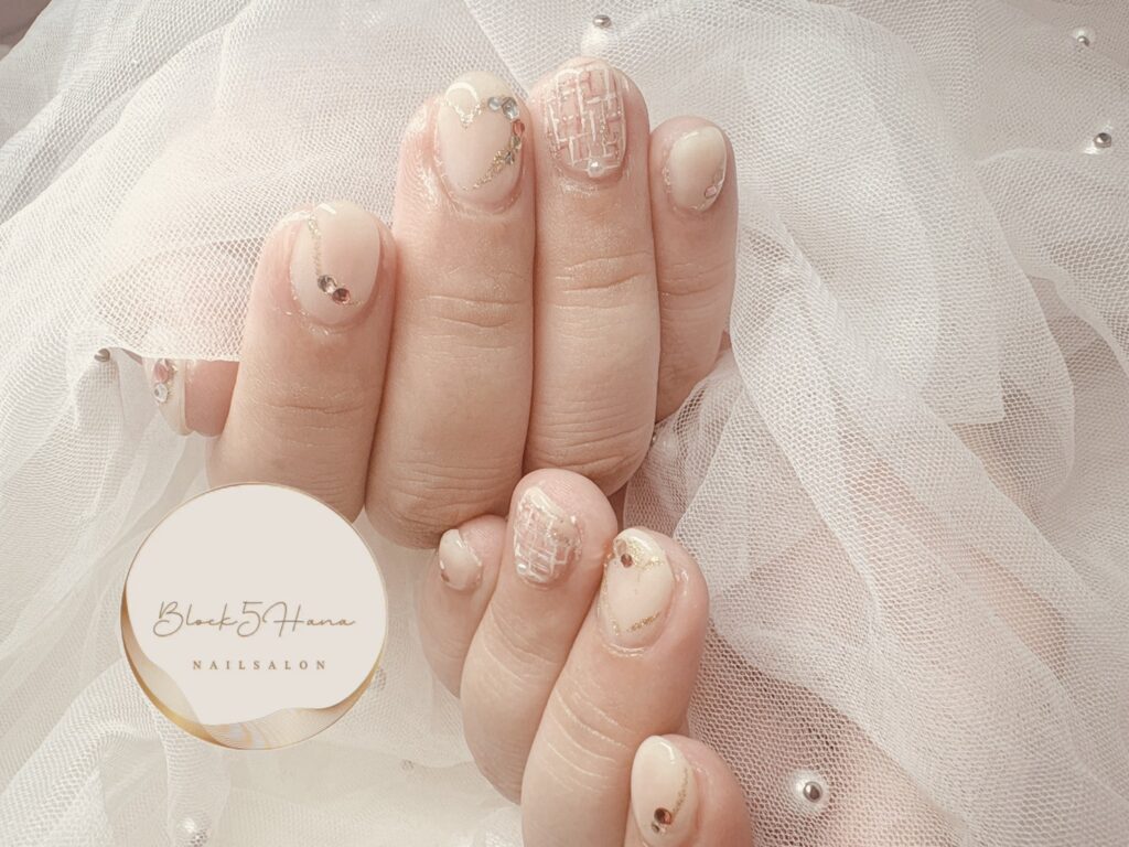 Nail No.3548【ピンクベージュのツイード】